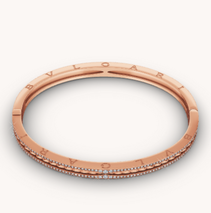 [Lunabriance]ZERO 1 SPIRAL AND PAVED DIAMOND PINK GOLD BRACELET