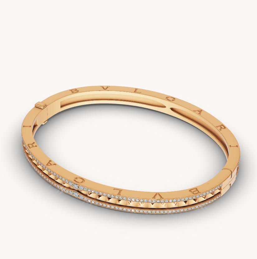 [Lunabriance]ZERO 1 SPIRAL AND PAVED DIAMOND GOLD BRACELET