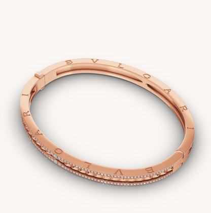 [Lunabriance]ZERO 1 SPIRAL AND PAVED DIAMOND PINK GOLD BRACELET