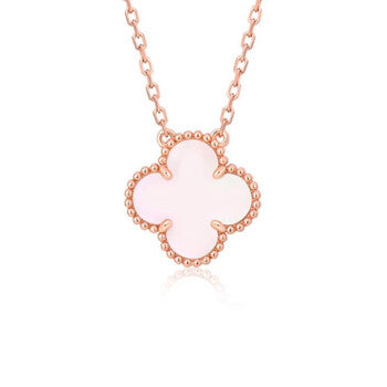 [Lunabriance]CLOVER 15MM PINK MOTHER-OF-PEARL SINGLE FLOWER NECKLACE