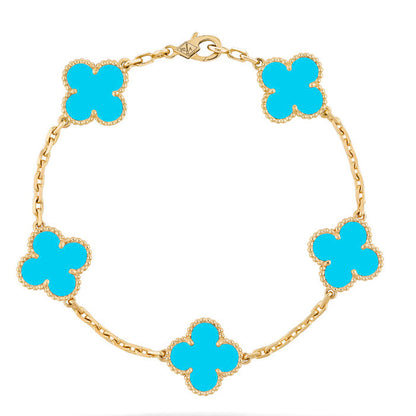 [Lunabriance]CLOVER 5 MOTIFS TURQUOISE BRACELET