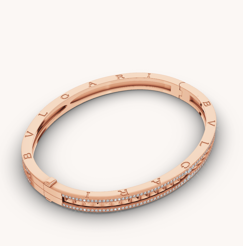 [Lunabriance]ZERO 1 SPIRAL AND PAVED DIAMOND PINK GOLD BRACELET