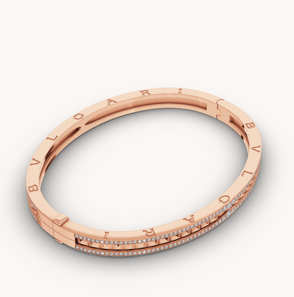 [Lunabriance]ZERO 1 SPIRAL AND PAVED DIAMOND PINK GOLD BRACELET