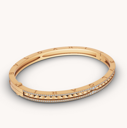 [Lunabriance]ZERO 1 SPIRAL AND PAVED DIAMOND GOLD BRACELET