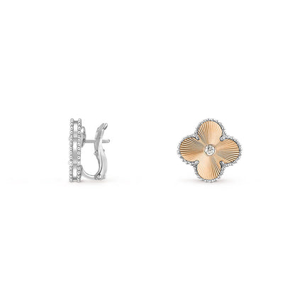 [Luna Brilliance]CLOVER SILVER 15MM MOP DIAMOND EARRINGS COLLECTION