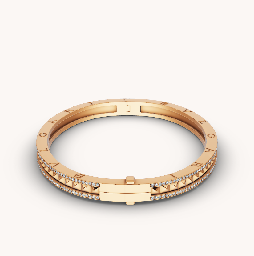 [Lunabriance]ZERO 1 SPIRAL AND PAVED DIAMOND GOLD BRACELET