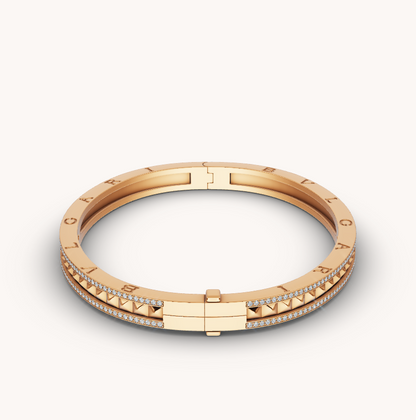 [Lunabriance]ZERO 1 SPIRAL AND PAVED DIAMOND GOLD BRACELET