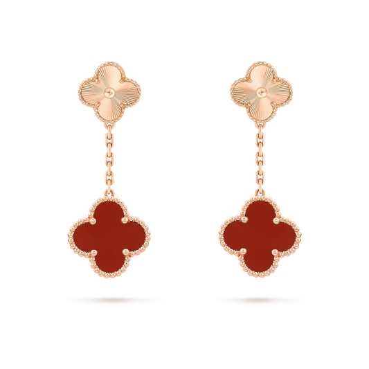 [Lunabriance]CLOVER 2 MOTIF  LASER CARNELIAN EARRINGS