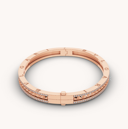 [Lunabriance]ZERO 1 SPIRAL AND PAVED DIAMOND PINK GOLD BRACELET