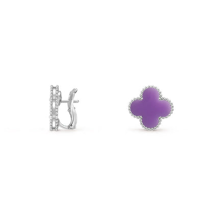 [Luna Brilliance]CLOVER SILVER 15MM MOP EARRINGS COLLECTION