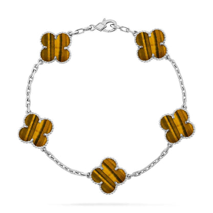 [Luna Brilliance]CLOVER 5 MOTIFS TIGER EYE BRACELET COLLECTION