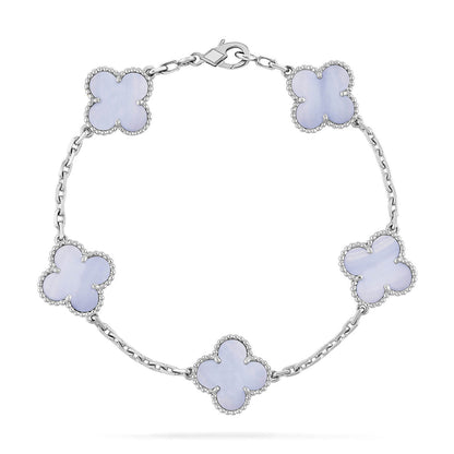 [Luna Brilliance]CLOVER 5 MOTIF PURPLE CHALCEDONY BRACELET COLLECTION