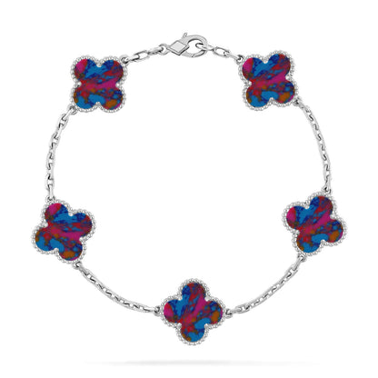 [Luna Brilliance]CLOVER 5 MOTIF COLOR GEMSTONES BRACELET COLLECTION
