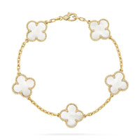 [Luna Brilliance]CLOVER WHITE PEARL MOP 5 MOTIF BRACELET COLLECTION