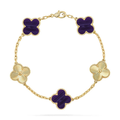 [Luna Brilliance]CLOVER 5 MOTIF PURPLE STRIPES BRACELET COLLECTION