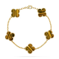 [Luna Brilliance]CLOVER 5 MOTIFS TIGER EYE BRACELET COLLECTION