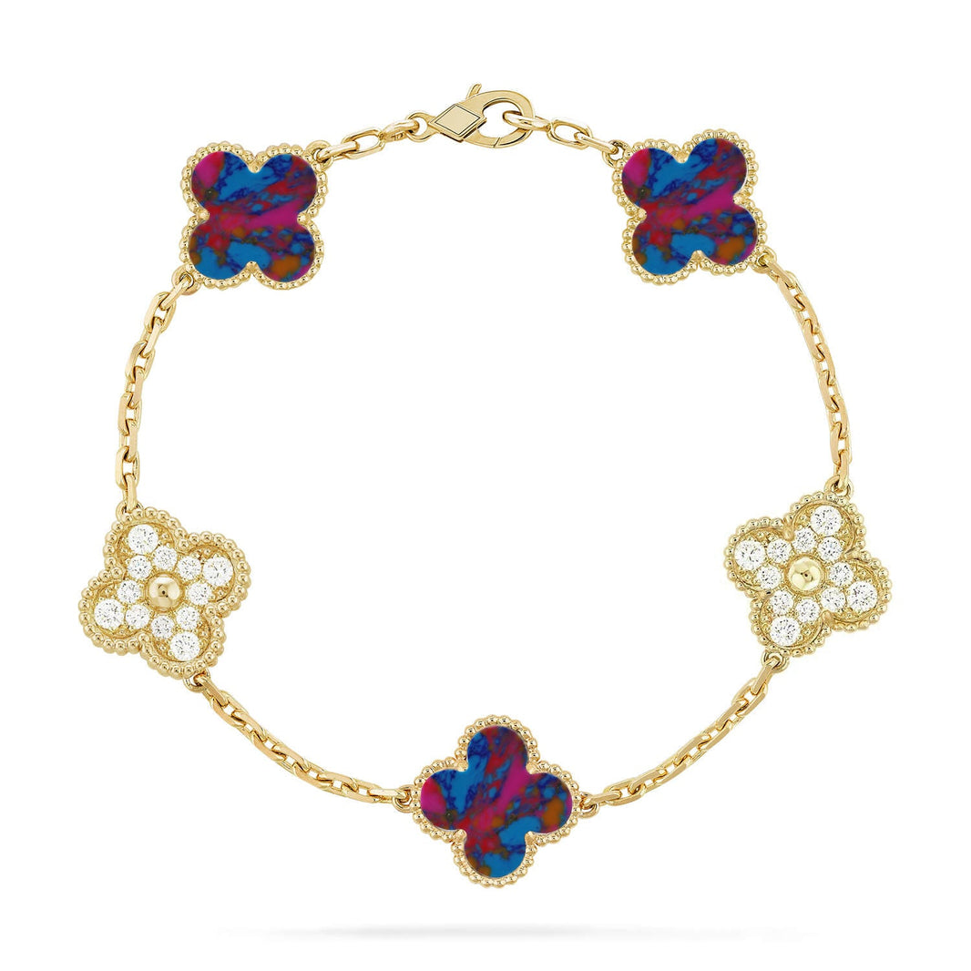 [Luna Brilliance]CLOVER 5 MOTIF COLOR GEMSTONES BRACELET COLLECTION