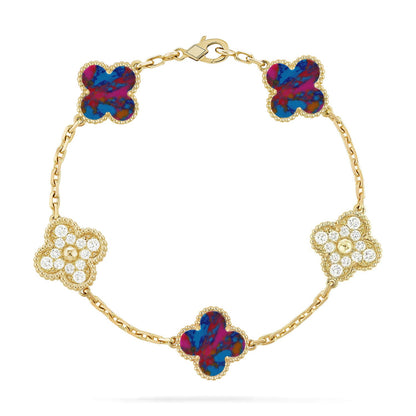[Luna Brilliance]CLOVER 5 MOTIF COLOR GEMSTONES BRACELET COLLECTION