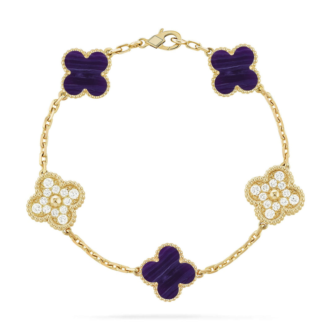 [Luna Brilliance]CLOVER 5 MOTIF PURPLE STRIPES BRACELET COLLECTION