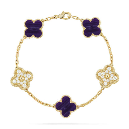 [Luna Brilliance]CLOVER 5 MOTIF PURPLE STRIPES BRACELET COLLECTION