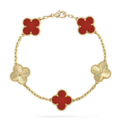 [Luna Brilliance] CLOVER 5 MOTIF RED CORNELIAN BRACELET COLLECTION