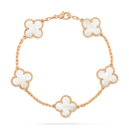 [Lunabriance]CLOVER  5 MOTIF WHITE MOP BRACELET