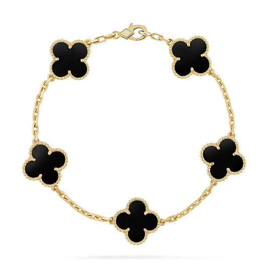 [Lunabriance]CLOVER  5 MOTIFS BLACK ONYX BRACELET