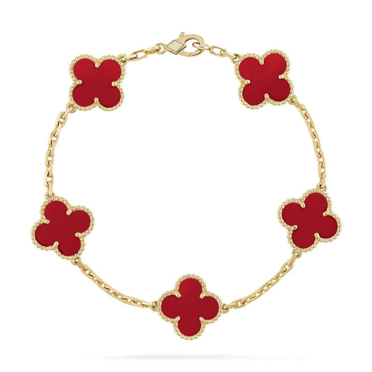 [Lunabriance]CLOVER 5 MOTIFS RED AGATE  BRACELET