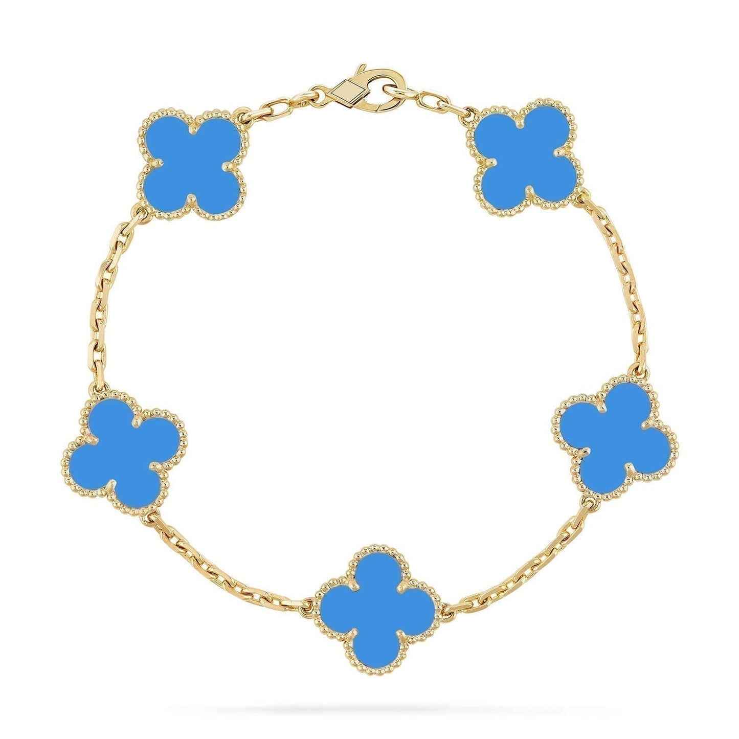 [Lunabriance]CLOVER 5 MOTIFS BLUE AGATE BRACELET