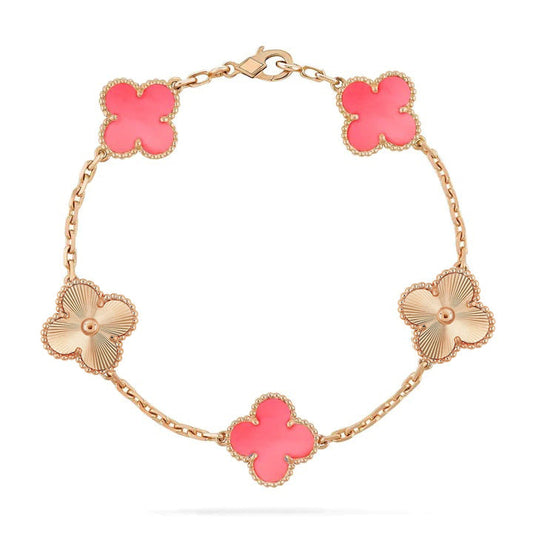 [Lunabriance]CLOVER BRACELET 5 MOTIF PINK AND PINK GOLD