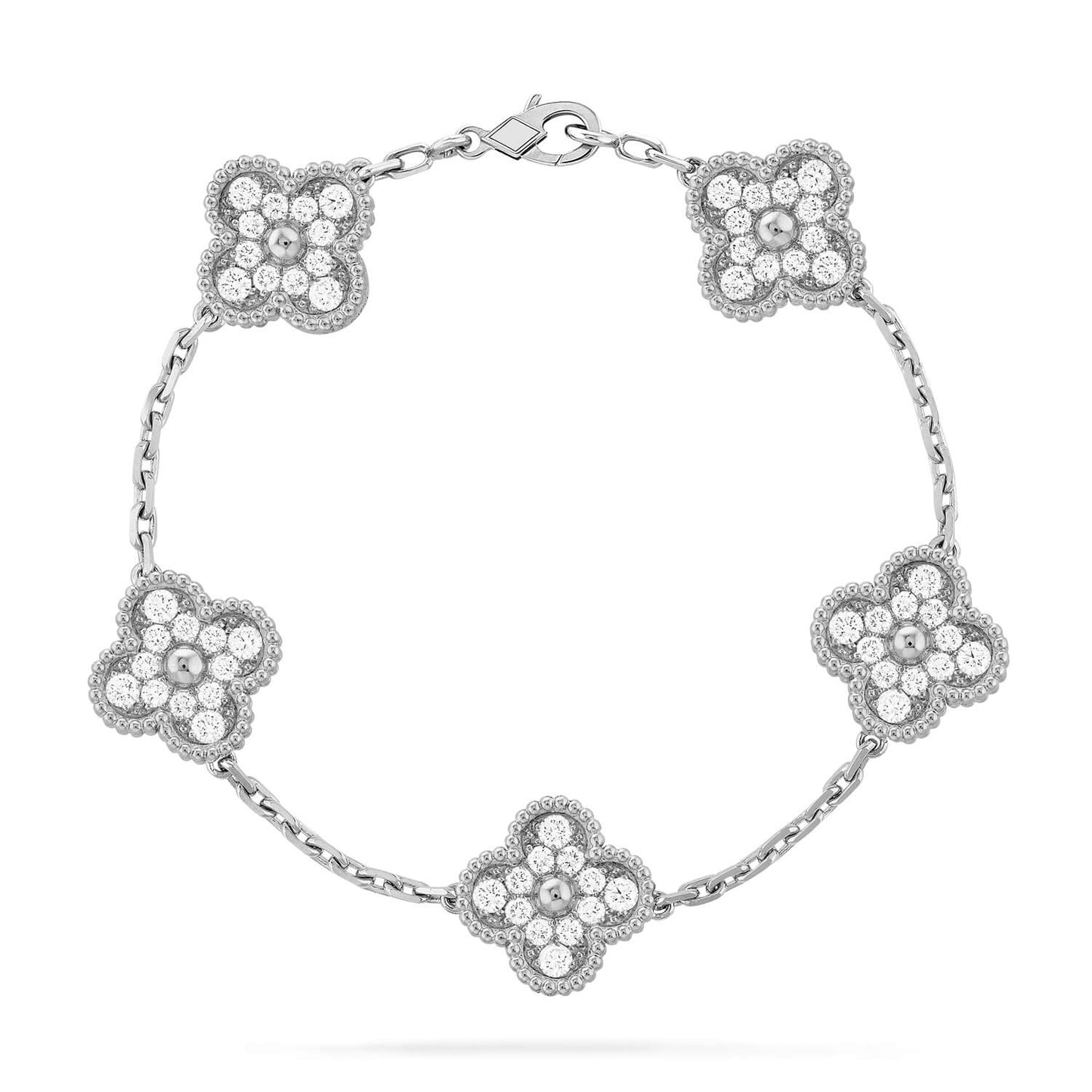 [Lunabriance]CLOVER 5 MOTIFS  DIAMOND BRACELET SILVER