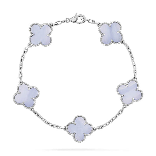 [Lunabriance]CLOVER  5 MOTIF PURPLE CHALCEDONY BRACELET SILVER