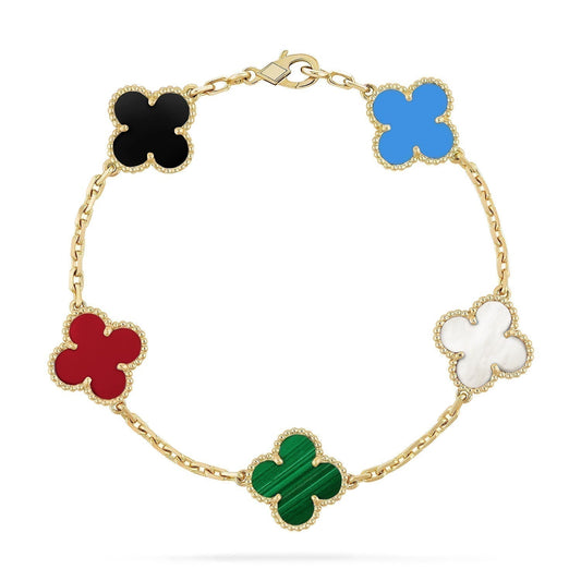 [Lunabriance]CLOVER 5 MOTIFS MULTICOLOR  BRACELET