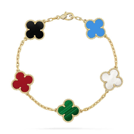 [Luna Brilliance]CLOVER 5 MOTIFS MULTICOLOR BRACELET