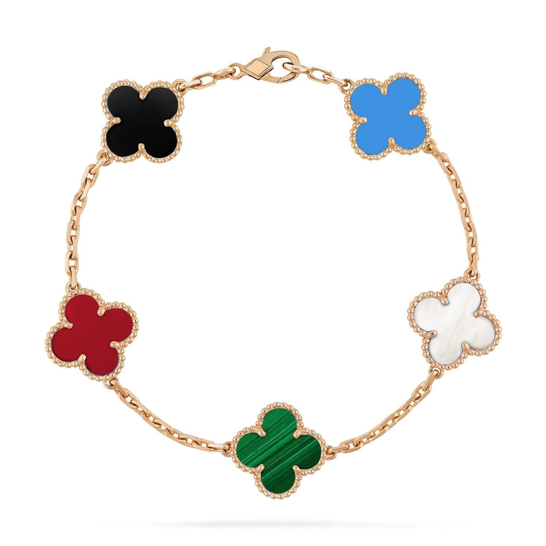 [Luna Brilliance]CLOVER 5 MOTIFS MULTICOLOR BRACELET