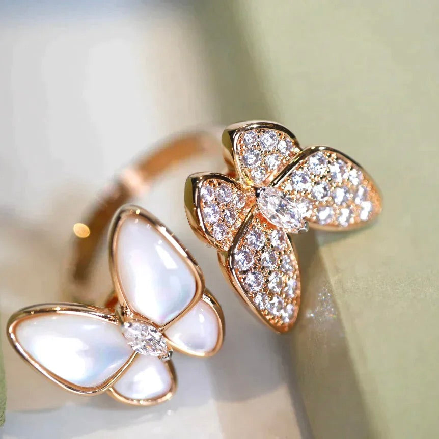 [Lunabriance]TWIN BUTTERFLY DIAMOND MOP RING