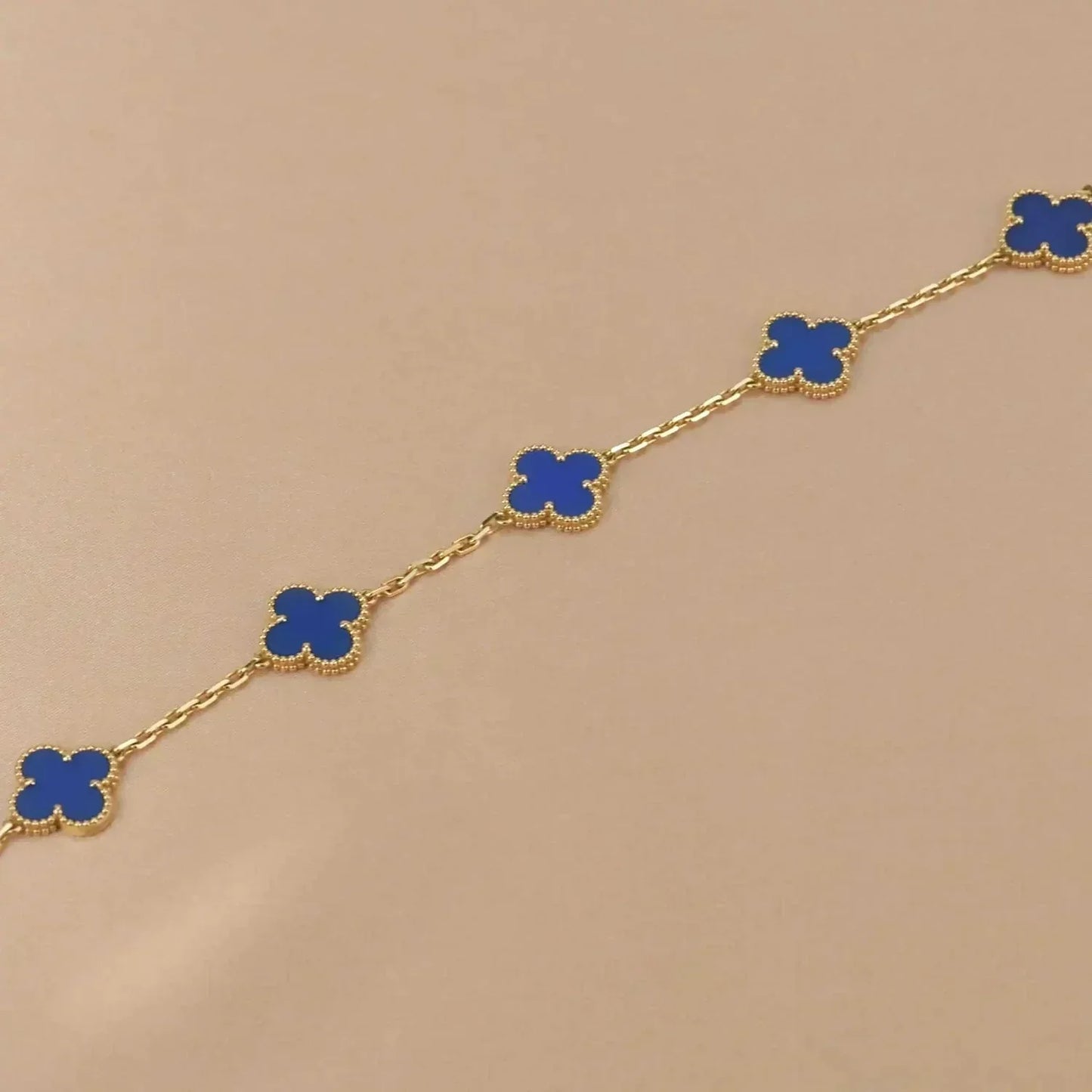 [Lunabriance]CLOVER 5 MOTIFS BLUE AGATE BRACELET