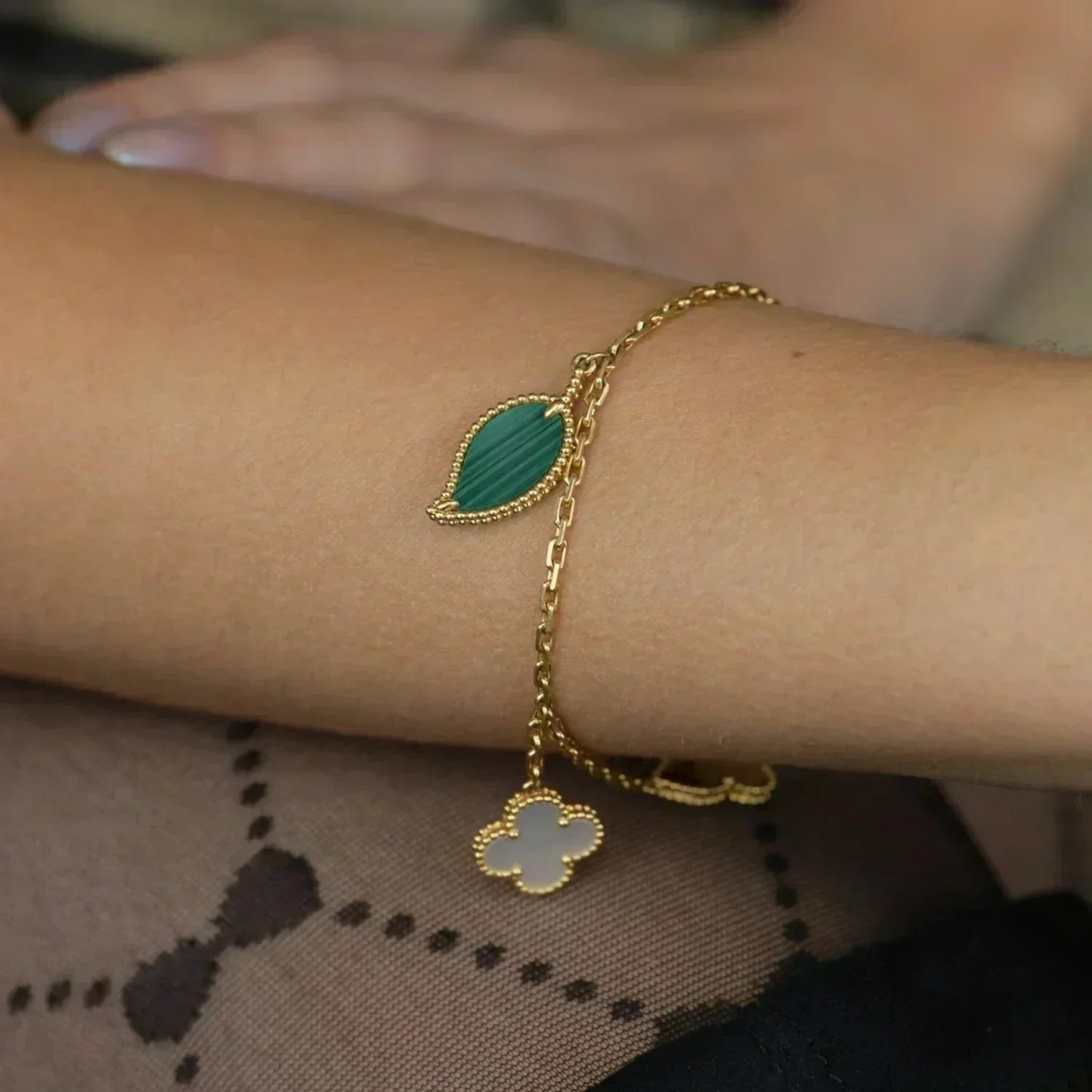 [Lunabriance]LUCKY SPRING 5 MOTIF GOLD BRACELET