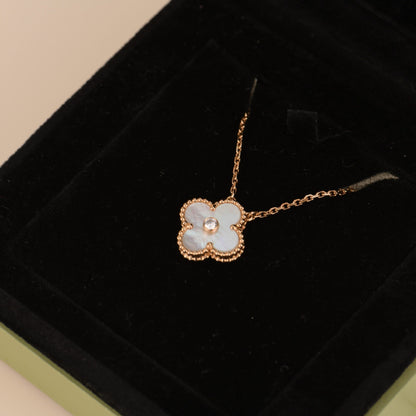 [Lunabriance]CLOVER 15MM DIAMOND WHITE FRITILLARIA NECKLACE