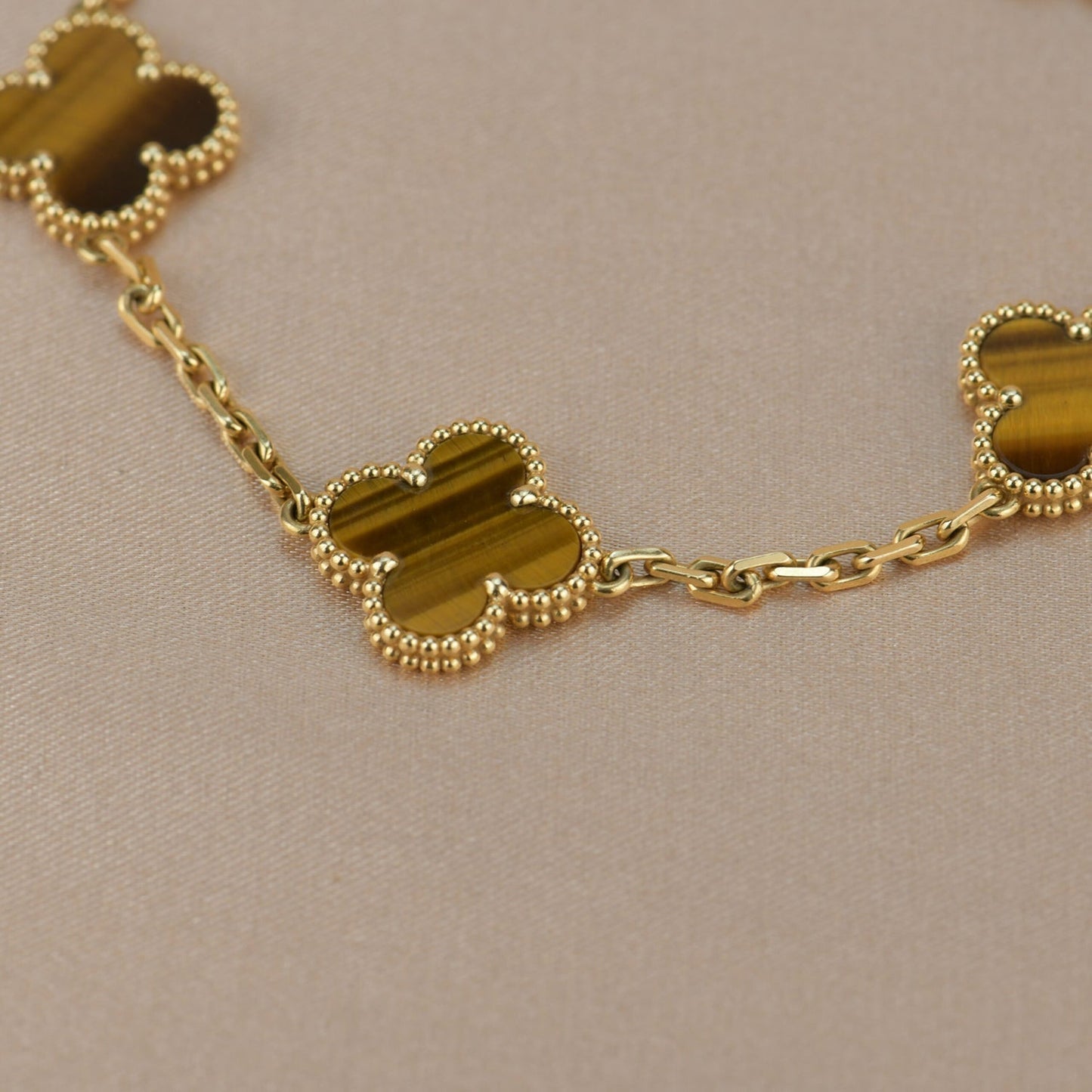 [Lunabriance]CLOVER  5 MOTIFS TIGER EYE BRACELET