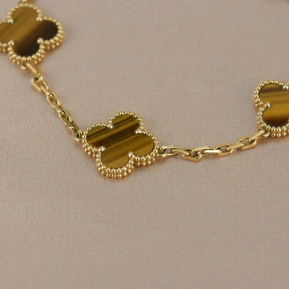 [Luna Brilliance]CLOVER 5 MOTIFS TIGER EYE BRACELET COLLECTION