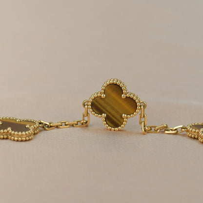 [Luna Brilliance]CLOVER 5 MOTIFS TIGER EYE BRACELET COLLECTION