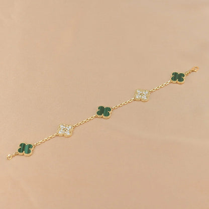 [Luna Brilliance]CLOVER 5 MOTIF MALACHITE BRACELET COLLECTION