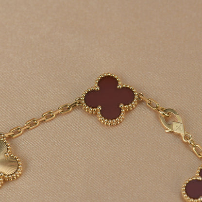 [Lunabriance]CLOVER  5 MOTIFS CARNELIAN GOLD BRACELET