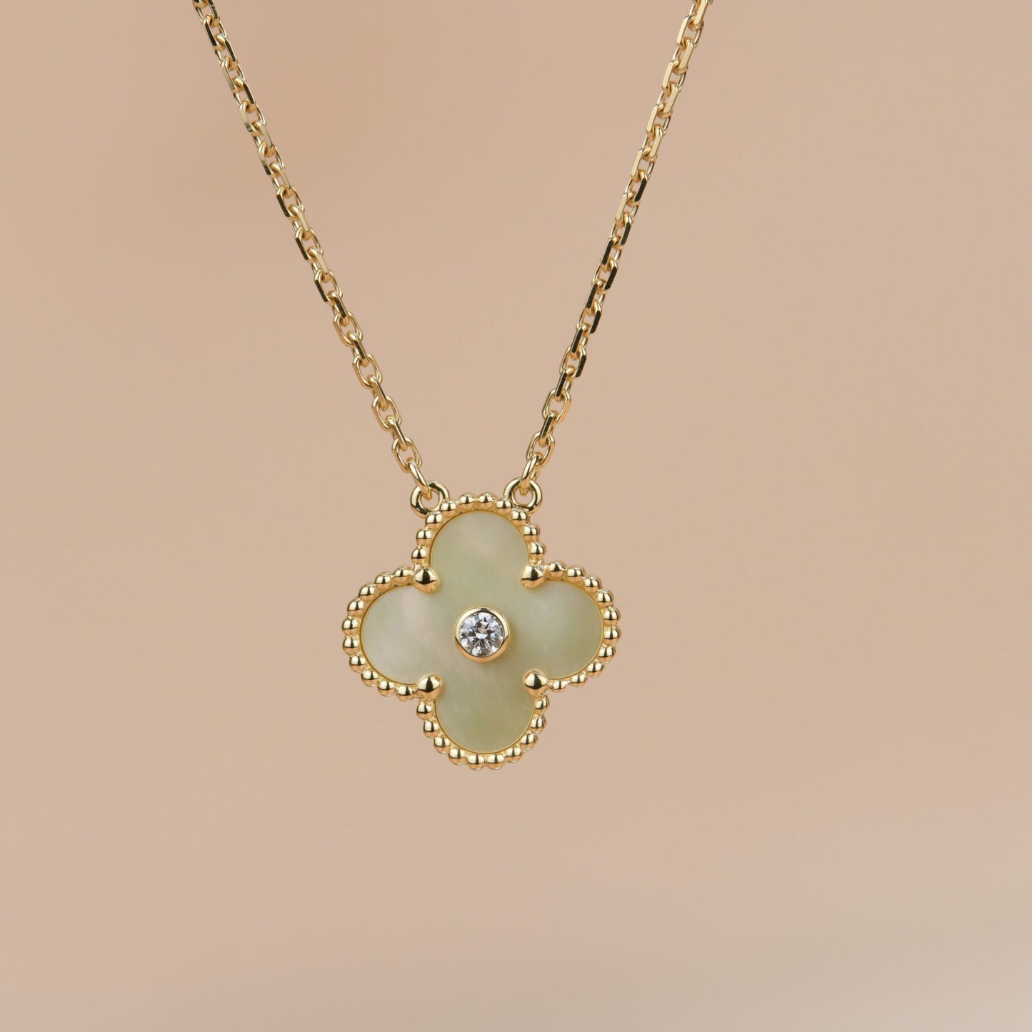 [Lunabriance]CLOVER 15MM DIAMOND GOLD MOTHER OF PEARL NECKLACE