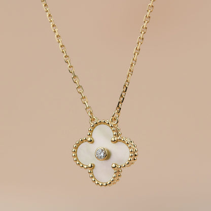 [Lunabriance]CLOVER 15MM DIAMOND GOLD MOTHER OF PEARL NECKLACE