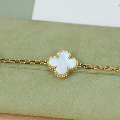 [Lunabriance]CLOVER  5 MOTIF WHITE MOP BRACELET