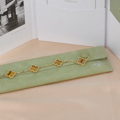 [Luna Brilliance]CLOVER 5 MOTIFS TIGER EYE BRACELET COLLECTION