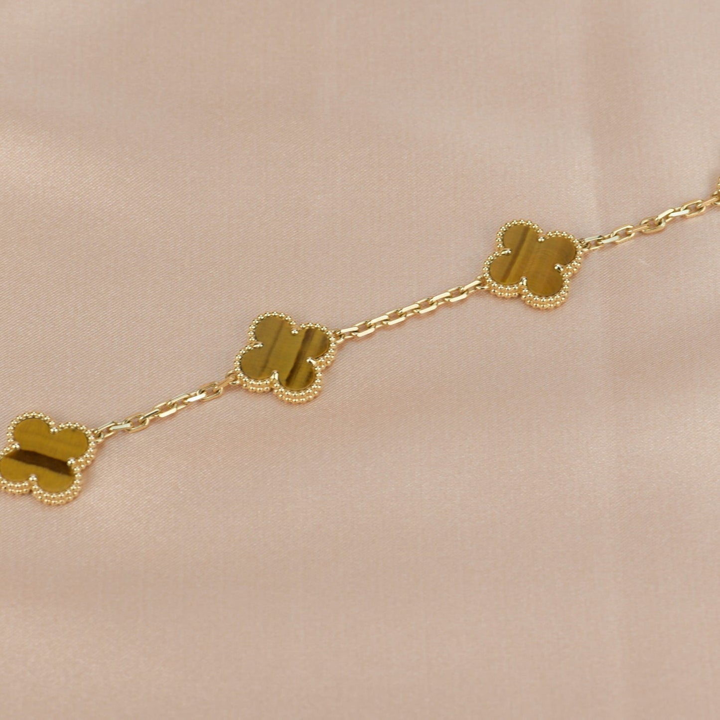 [Lunabriance]CLOVER  5 MOTIFS TIGER EYE BRACELET