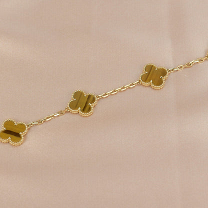 [Lunabriance]CLOVER  5 MOTIFS TIGER EYE BRACELET